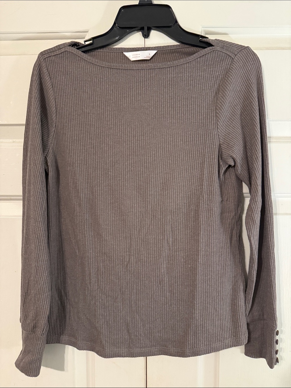 LC Lauren Conrad Taupe Ribbed Long Sleeve Top